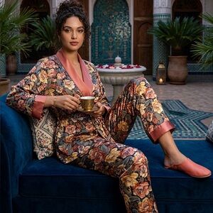 Victoria's Secret Pink and Floral Women's Blazer-Vintage